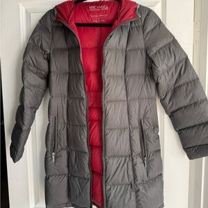 Michael Kors Charcoal Puffer Jacket with Crimson Interior